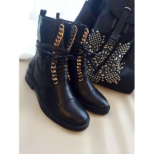 Casadei Leather & Chain Combat Boots